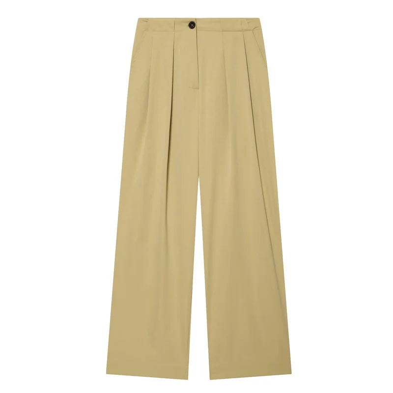 Damen Hochtaillierte Palazzo-Hose mit Bundfalten und seitlichen Eingrifftaschen Drune