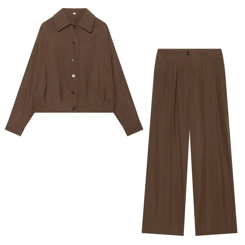 Damen Hochtaillierte Palazzo-Hose mit Bundfalten und seitlichen Eingrifftaschen Drune