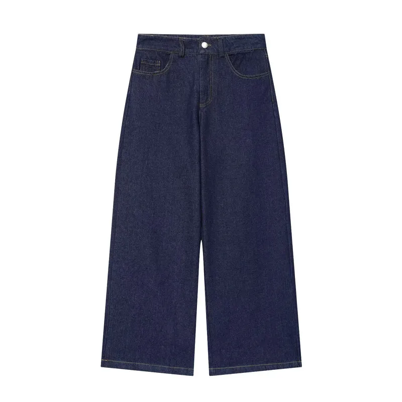 Damen Hochtaillierte Jeanshose kurz geschnitten mit weitem Bein und Fünf‑Taschen‑Schnitt Drune