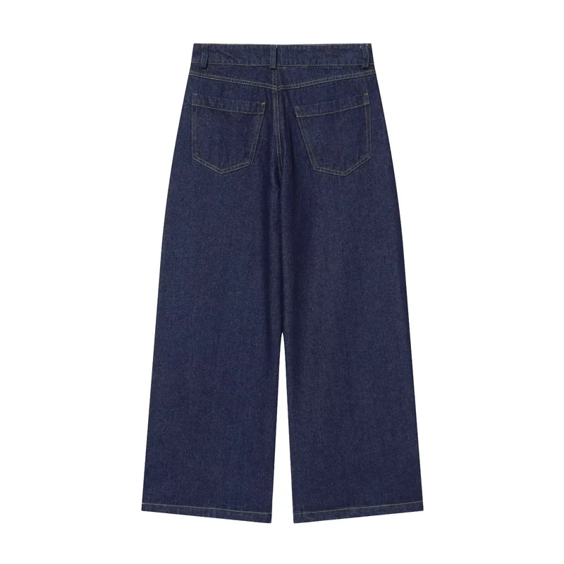 Damen Hochtaillierte Jeanshose kurz geschnitten mit weitem Bein und Fünf‑Taschen‑Schnitt Drune