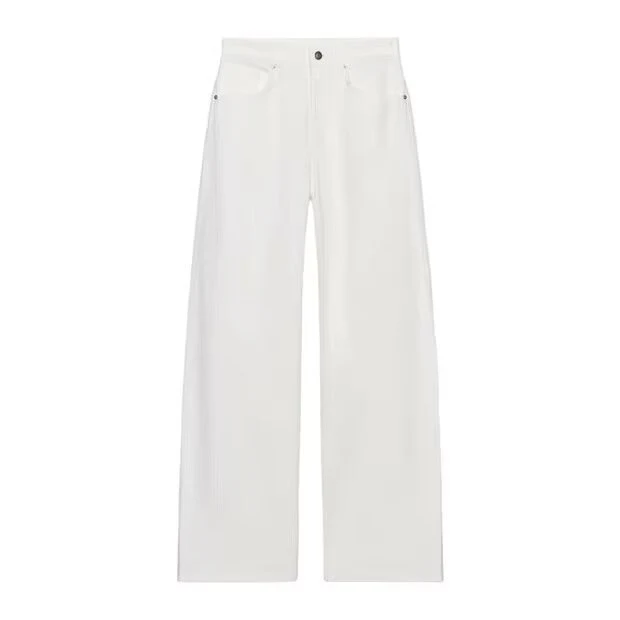 Damen High-Waist Denim-Jeans mit weitem Bein und Fünf-Taschen-Design Drune