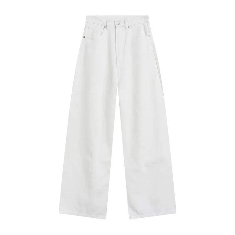 Damen High-Waist Denim-Jeans mit weitem Bein und Fünf-Taschen-Design Drune