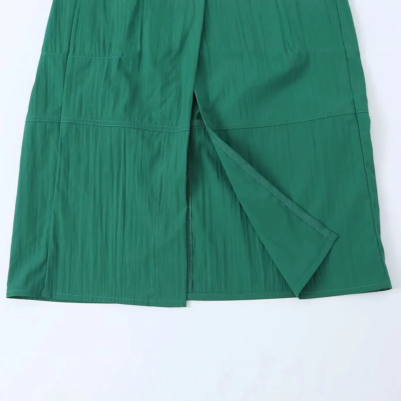 Damen Hemdblusen-Midikleid mit V-Ausschnitt, elastischer Taille und aufgesetzten Taschen Drune