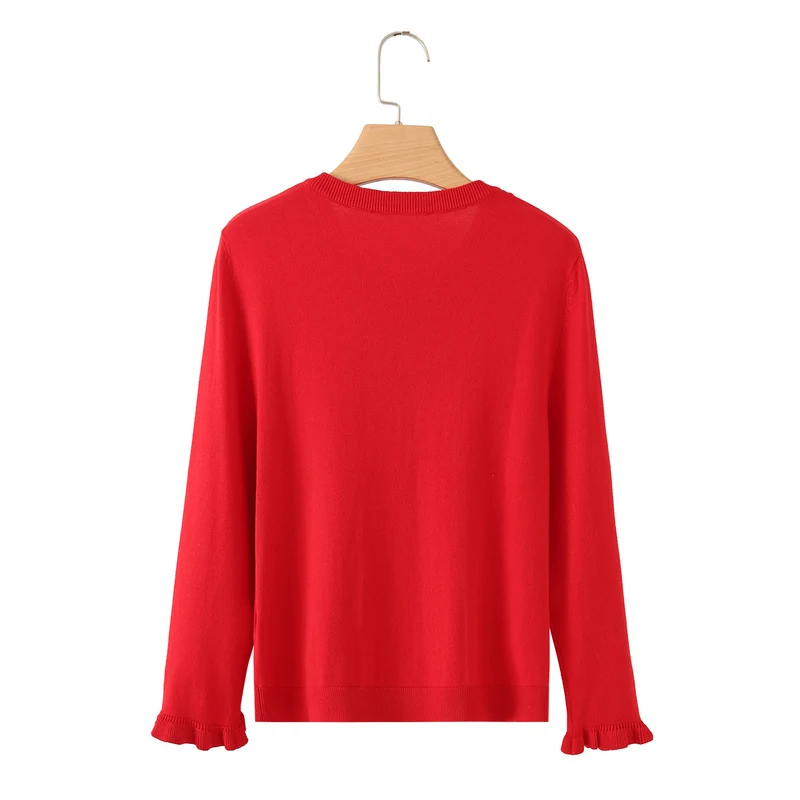 Damen Feinstrick-Cardigan mit Rüschenfront und Volantärmeln Drune