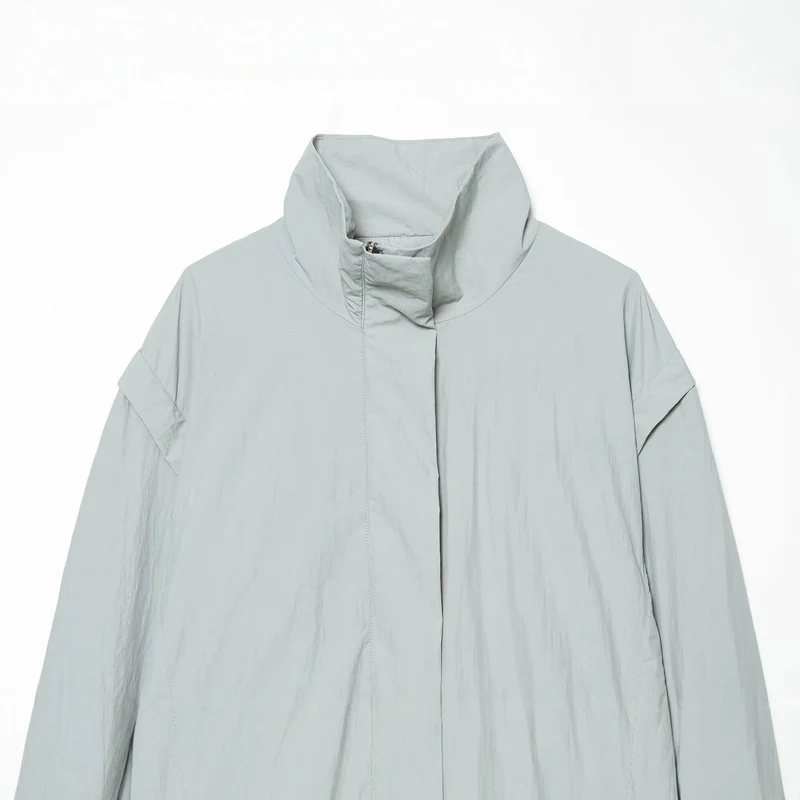 Damen Cropped-Übergangsjacke mit hohem Stehkragen und verdecktem Reißverschluss Drune