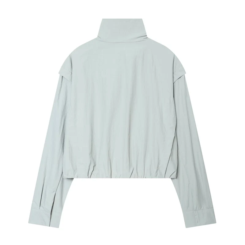 Damen Cropped-Übergangsjacke mit hohem Stehkragen und verdecktem Reißverschluss Drune