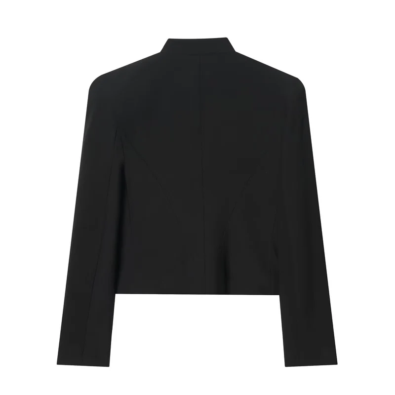 Damen Cropped Military-Blazer mit ornamentaler Kordelverzierung und Stehkragen Drune