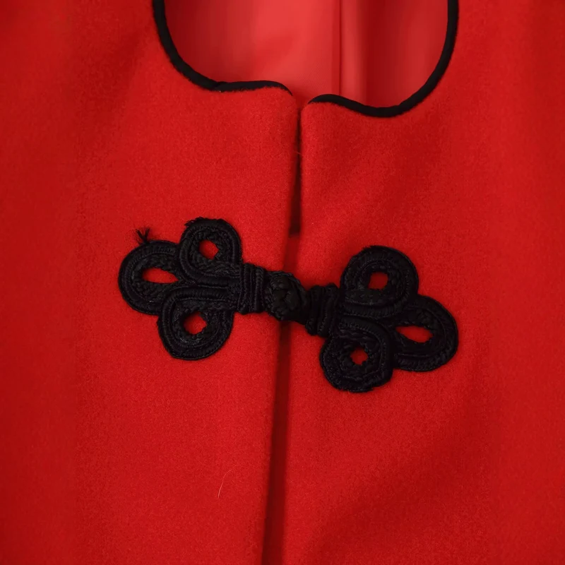 Damen Chinesisch-inspirierte Manteljacke mit Stehkragen und dekorativen Knotenverschlüssen Drune