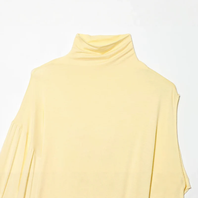 Damen Asymmetrisches Drapiertes Cape-Top mit Rollkragen und One-Shoulder-Ärmel Drune