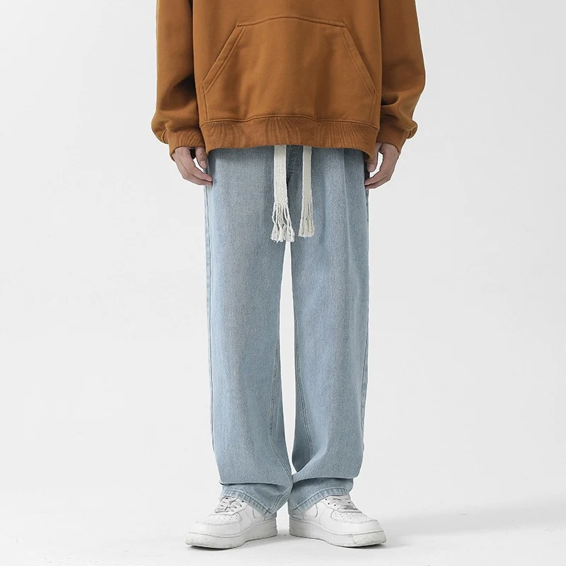 Herren Bequeme und lässige Denim-Hose mit weitem Bein Drune