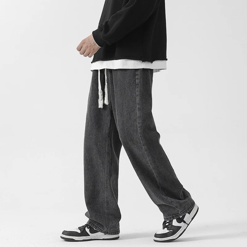 Herren Bequeme und lässige Denim-Hose mit weitem Bein Drune
