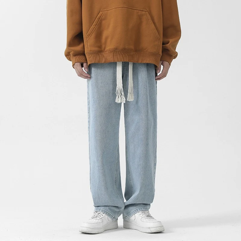 Herren Bequeme und lässige Denim-Hose mit weitem Bein Drune