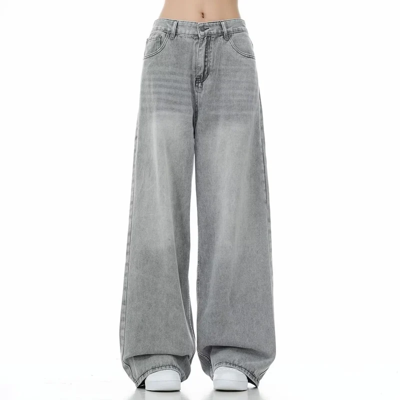 Damen Weitgeschnittene Jeans mit hohen Taillenbund Drune
