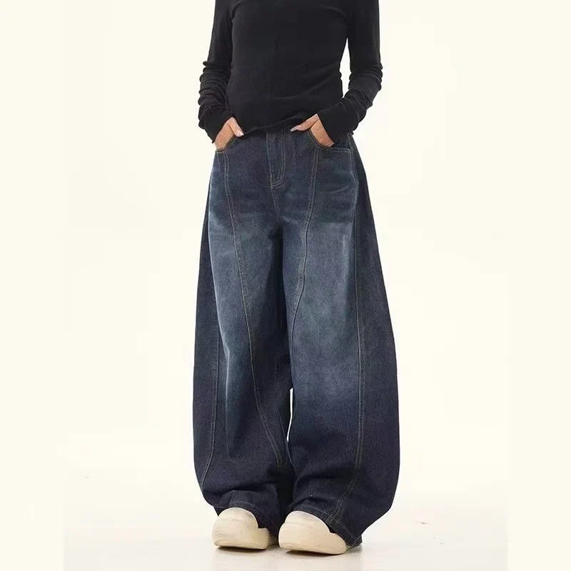 Damen Weitgeschnittene Denim-Hose Drune