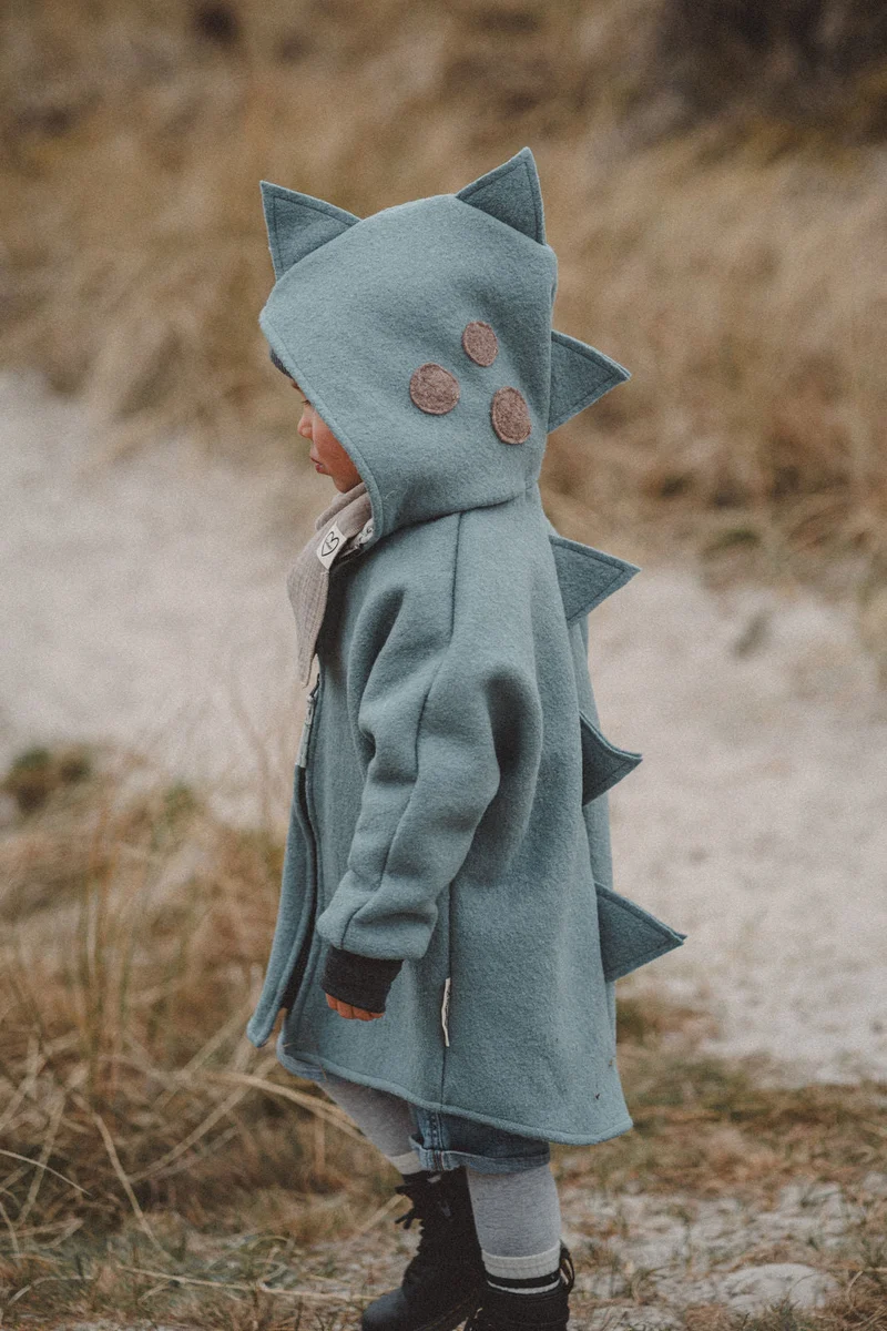 Wollwalkjacke Kinder -Drolliger Dino Mint