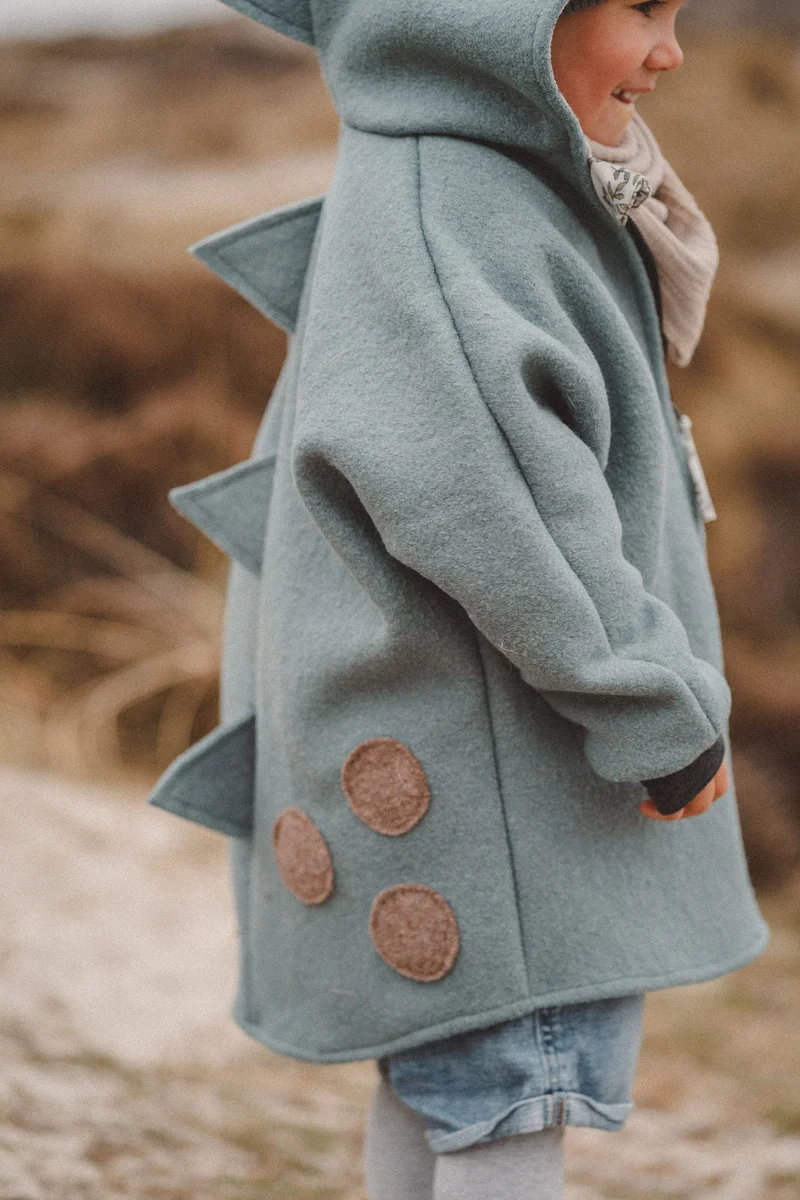 Wollwalkjacke Kinder -Drolliger Dino Mint