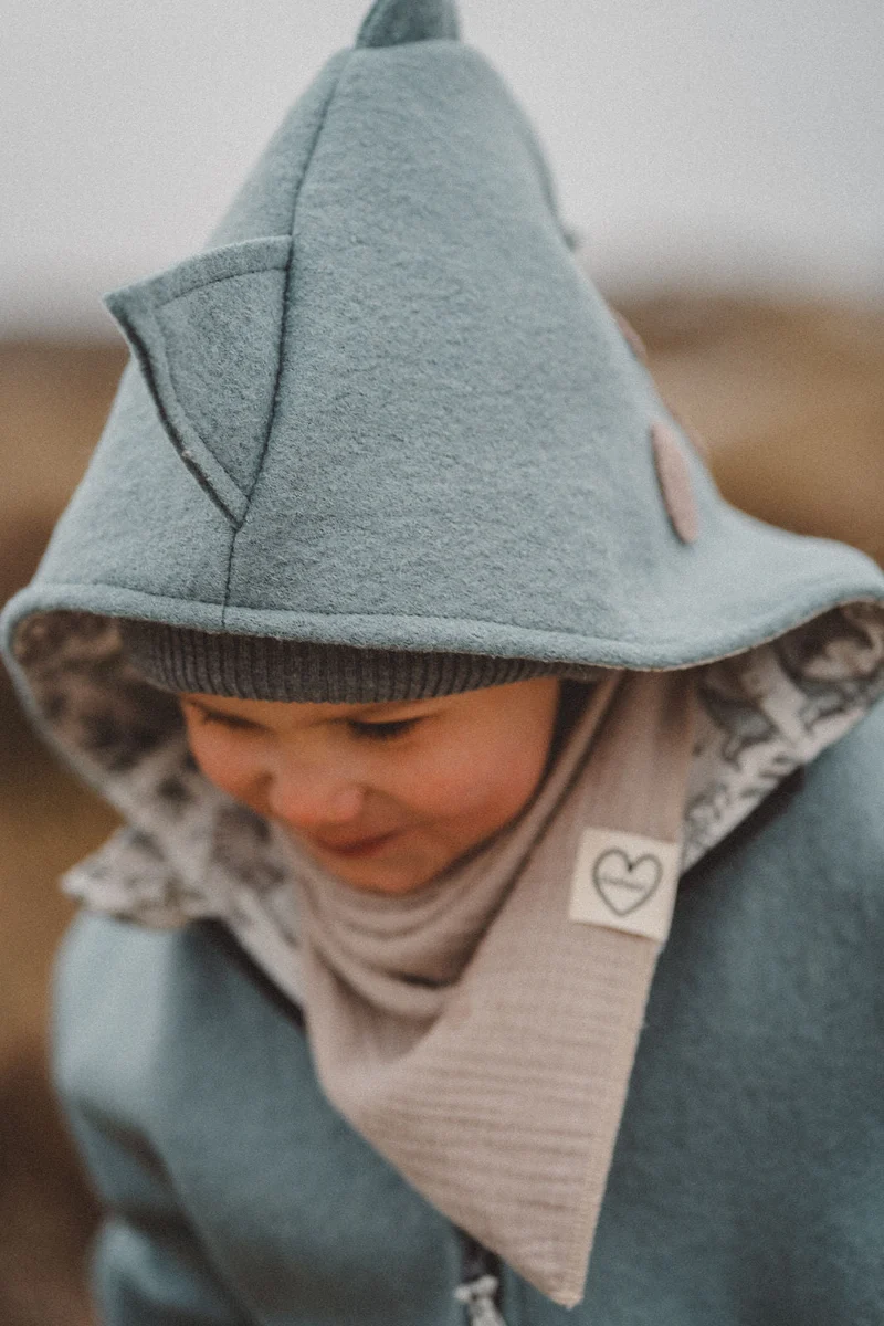 Wollwalkjacke Kinder -Drolliger Dino Mint