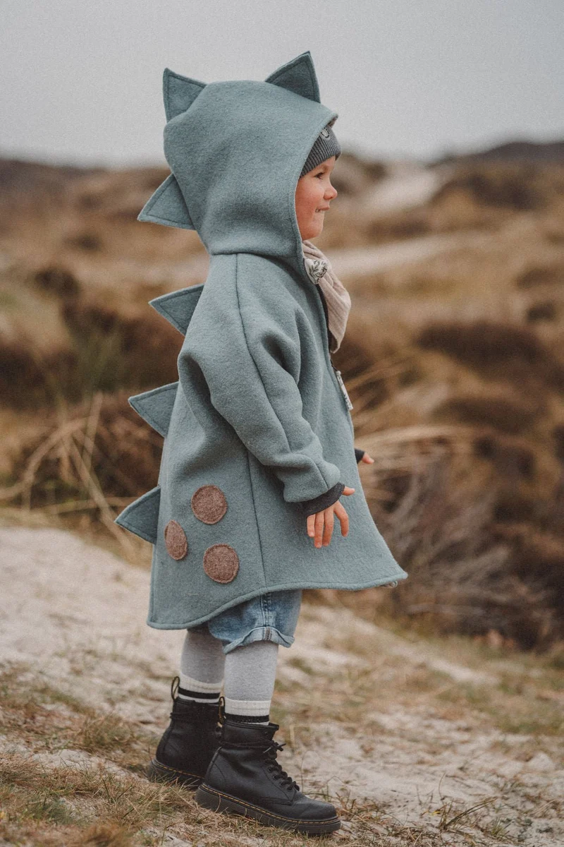 Wollwalkjacke Kinder -Drolliger Dino Mint