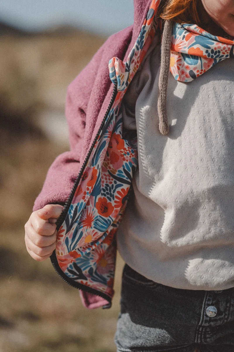 Wollwalkjacke Kinder Beere Blume Bunt