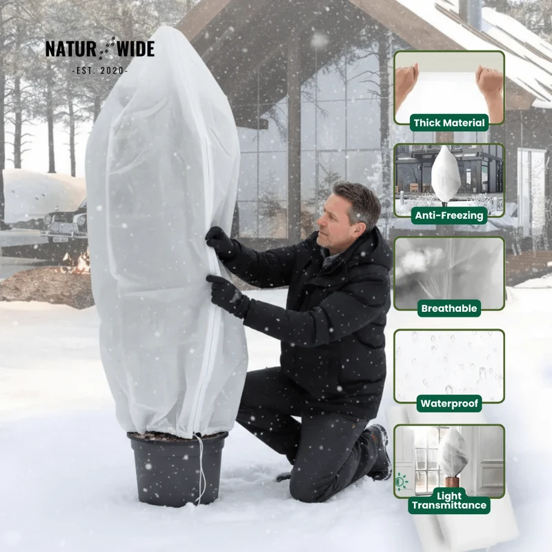 Winter Plant Protection Bag – Fleece Frost Cover with Zipper