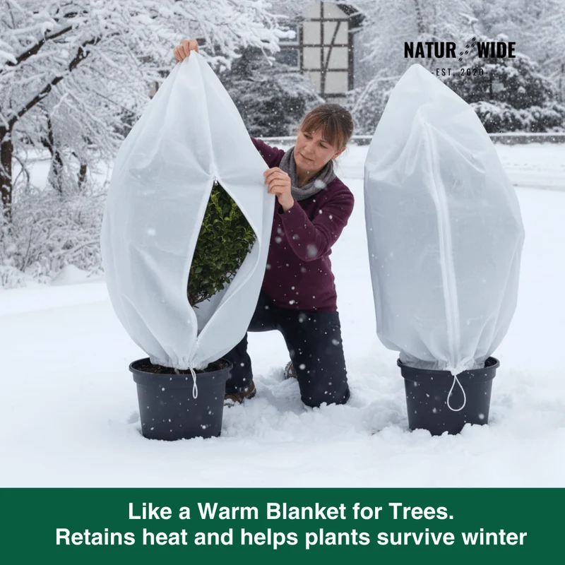 Winter Plant Protection Bag – Fleece Frost Cover with Zipper