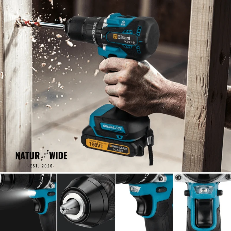 Cordless Impact Drill 18V Brushless – 65Nm & 1/2" Chuck