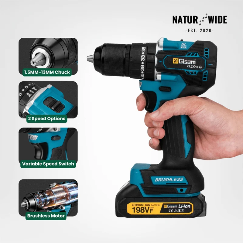 Cordless Impact Drill 18V Brushless – 65Nm & 1/2" Chuck