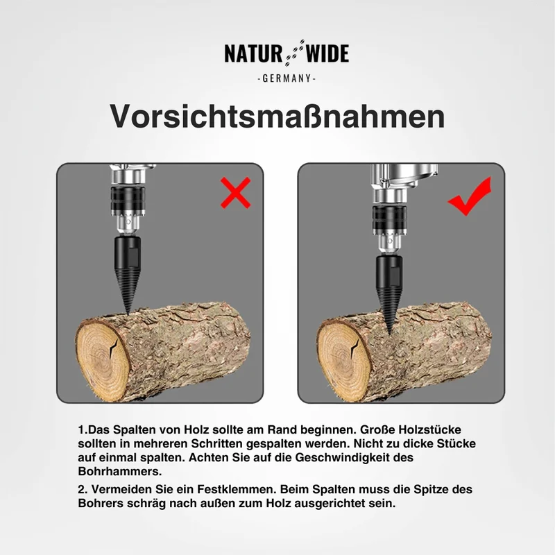 Brennholz-Spaltbohrer 32mm – Kegelspalter für Bohrmaschine