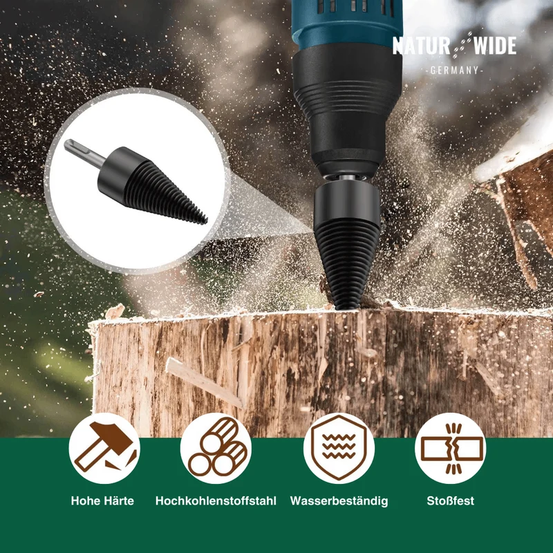 Brennholz-Spaltbohrer 32mm – Kegelspalter für Bohrmaschine