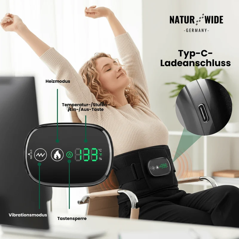 Rücken-Massagegürtel – Wärme, Vibration & Rotlichttherapie