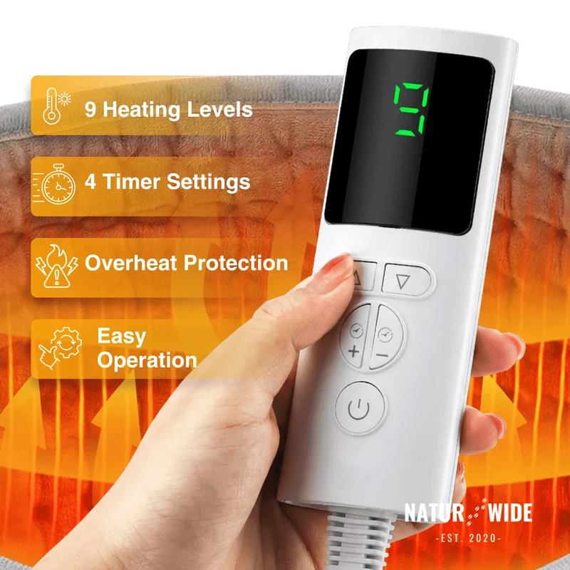 Electric Back Heating Belt – Waist Warmer with 9 Heat Settings & Timer