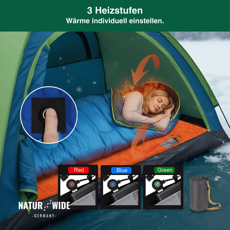Beheizbare Isomatte USB – 5 Heizzonen Camping (198 x 61 cm)