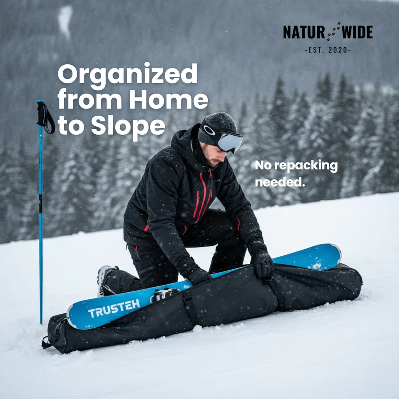 2-Piece Ski Bag Set – Ski Carrier & Boot Bag Combo (Adjustable up to 80")