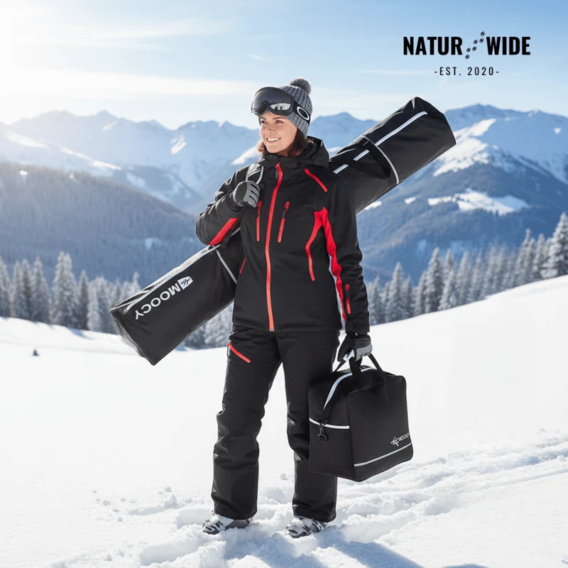2-Piece Ski Bag Set – Ski Carrier & Boot Bag Combo (Adjustable up to 80")