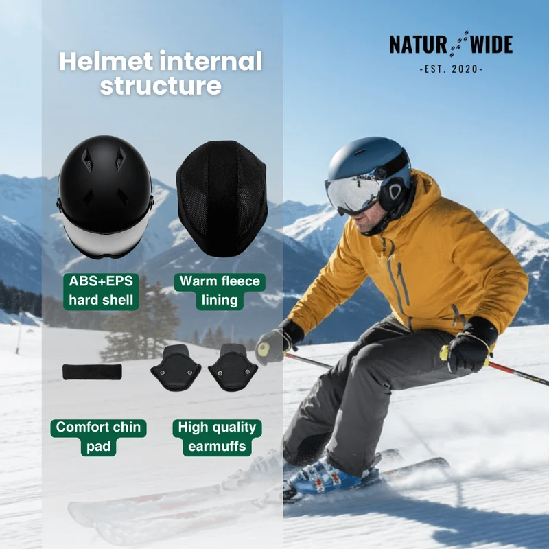 Premium Ski Helmet with Integrated Goggles – Warm & Shockproof