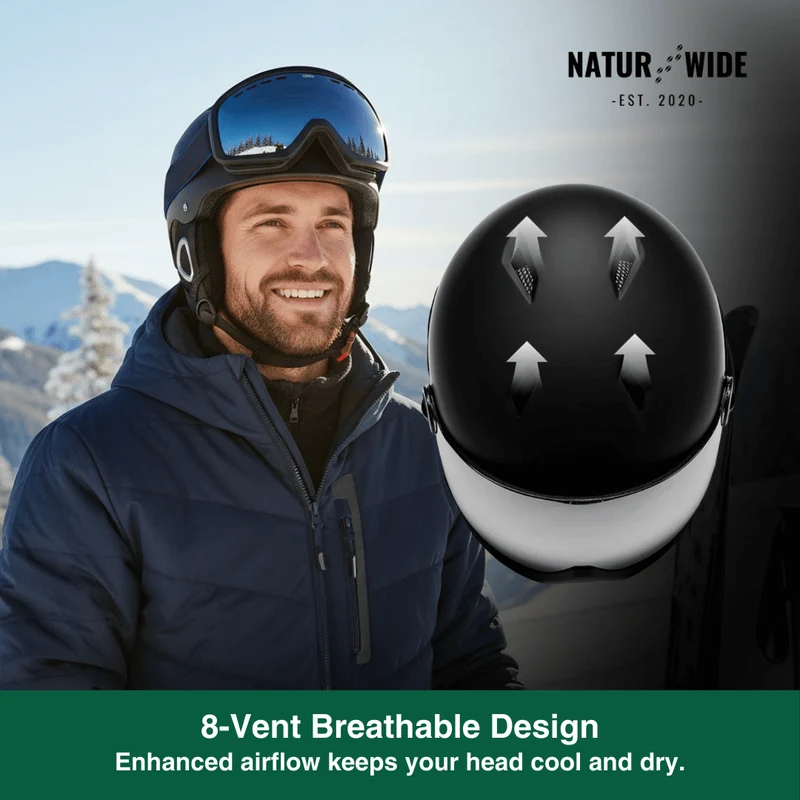 Premium Ski Helmet with Integrated Goggles – Warm & Shockproof