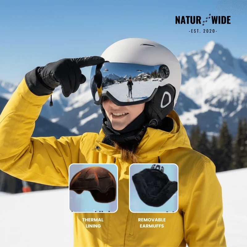 Premium Ski Helmet with Integrated Goggles – Warm & Shockproof