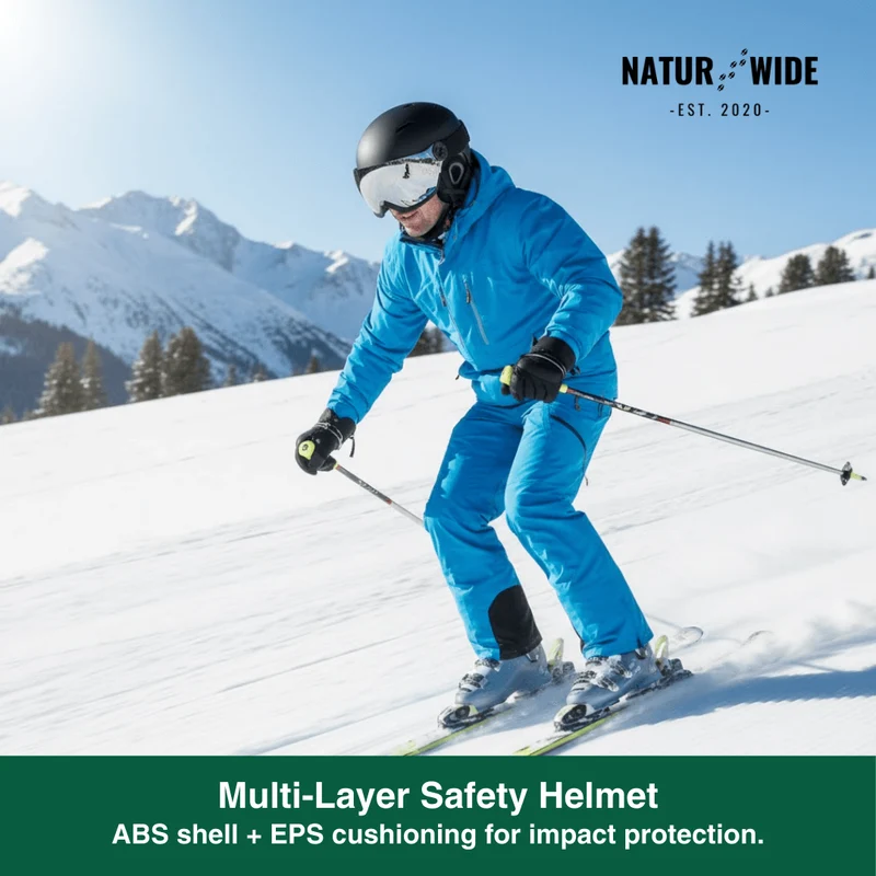 Premium Ski Helmet with Integrated Goggles – Warm & Shockproof