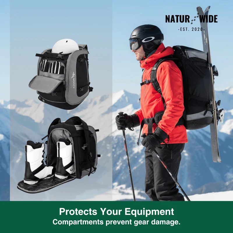 2200oz Ski Boot Bag Backpack – Large Capacity for Helmet, Boots & Gear