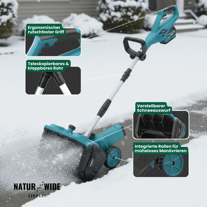 Akku Schneefräse 3500W – Bürstenloser Schneeschieber