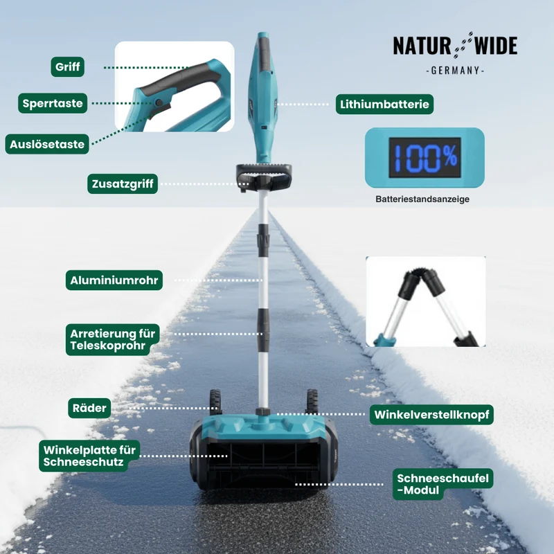 Akku Schneefräse 3500W – Bürstenloser Schneeschieber