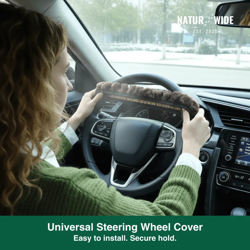 Soft Plush Steering Wheel Cover – Warm Winter Protector (15")