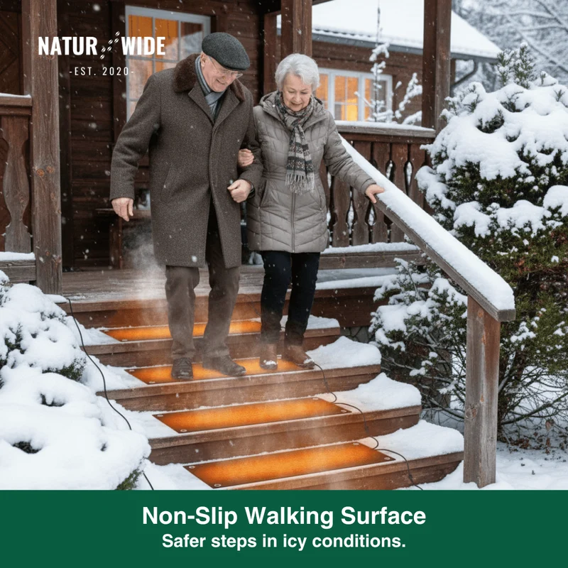 Heated Snow Melting Mat – Non-Slip Stair & Walkway Heater