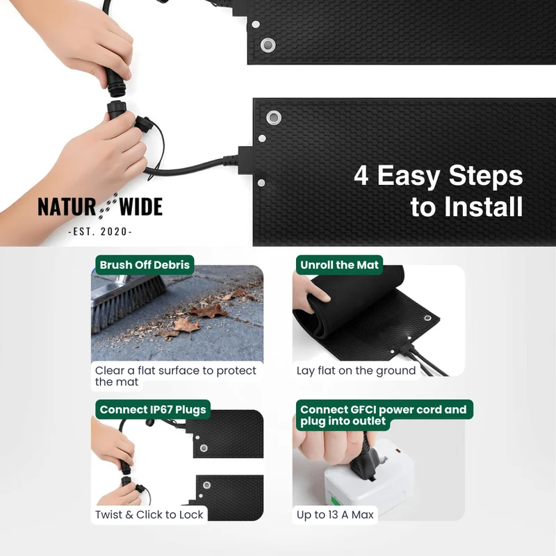 Heated Snow Melting Mat – Non-Slip Stair & Walkway Heater