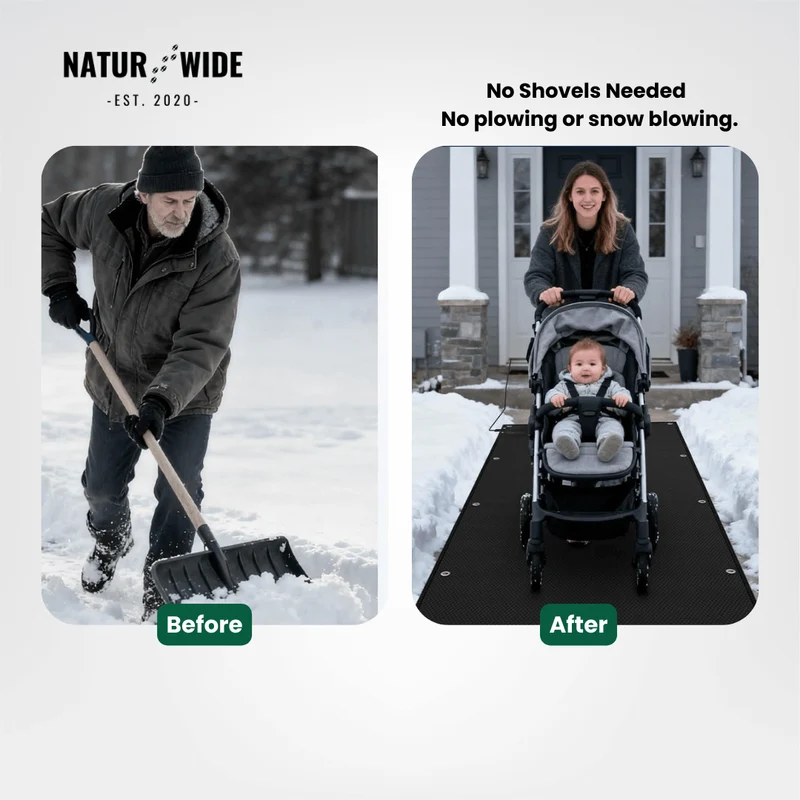 Heated Snow Melting Mat – Non-Slip Stair & Walkway Heater