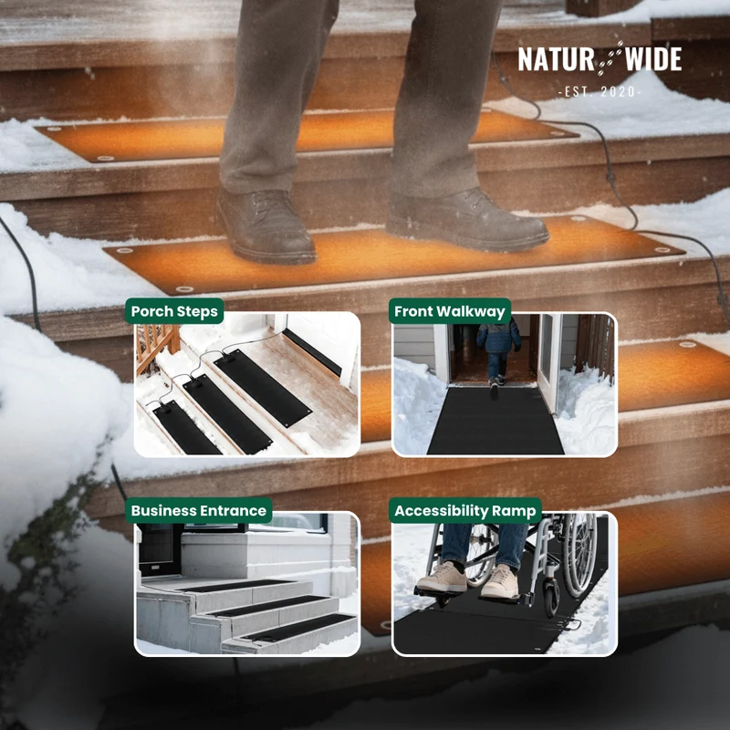 Heated Snow Melting Mat – Non-Slip Stair & Walkway Heater