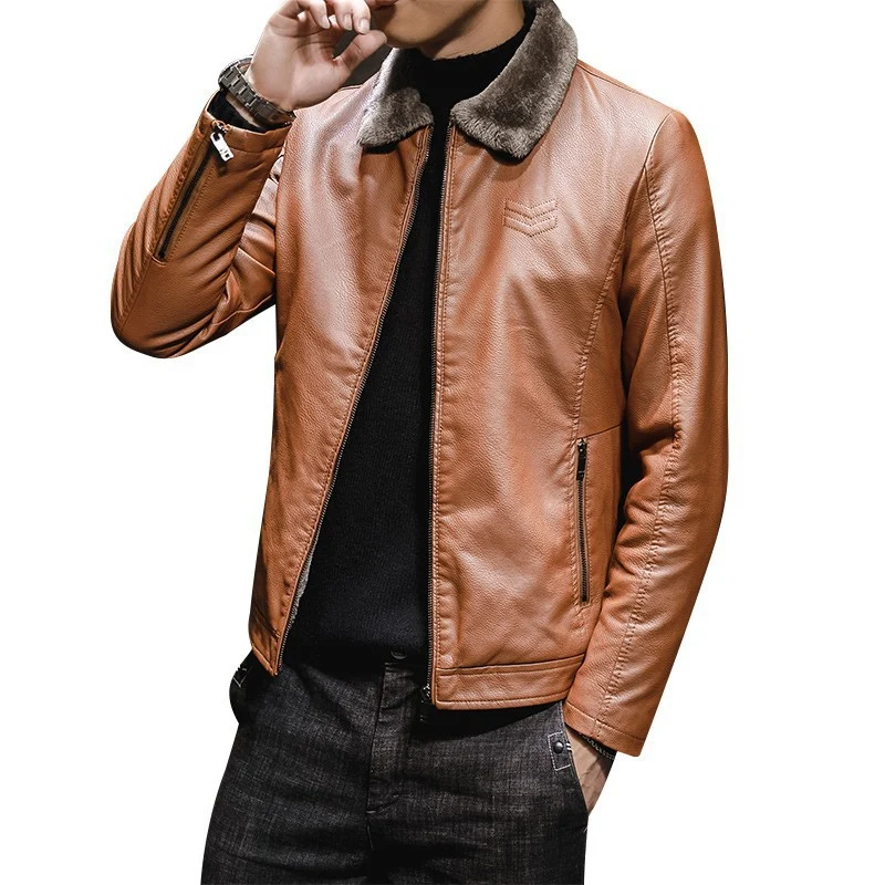 Herren modische und warme Lederjacke Drune