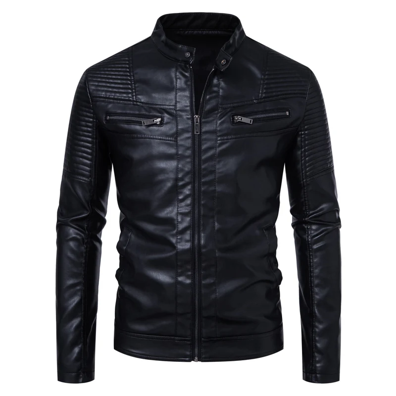 Herren Modische und derbe Lederjacke Drune