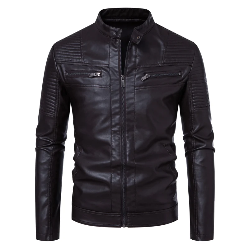 Herren Modische und derbe Lederjacke Drune