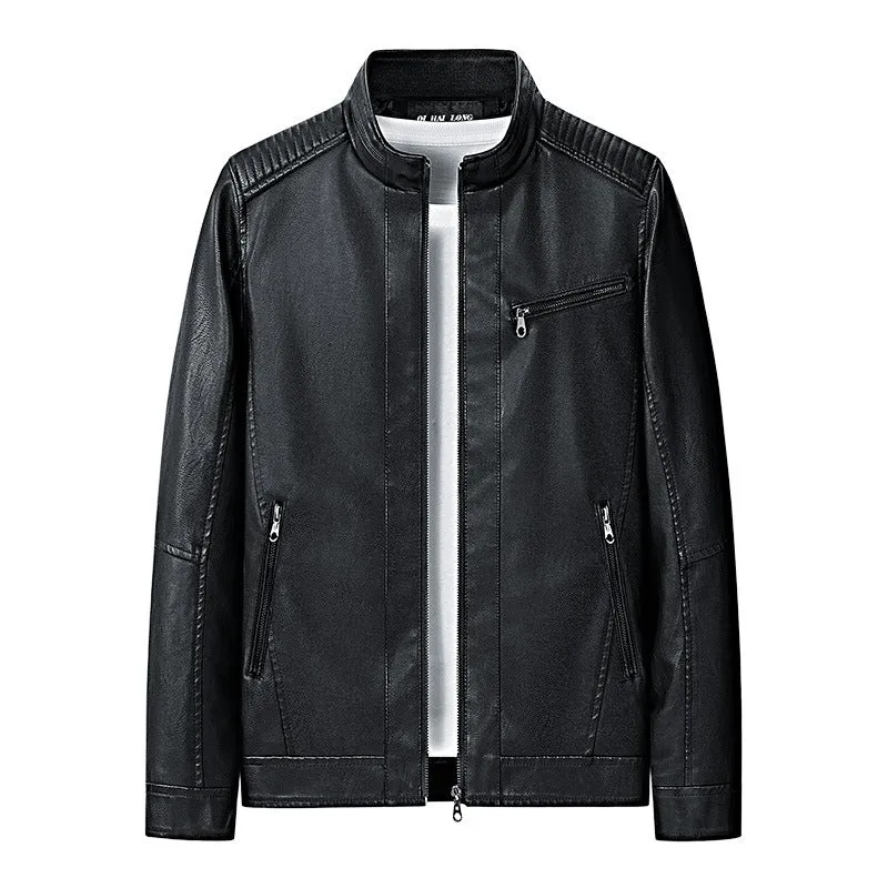 Herren modische Lederjacke mit Steppdetails Drune